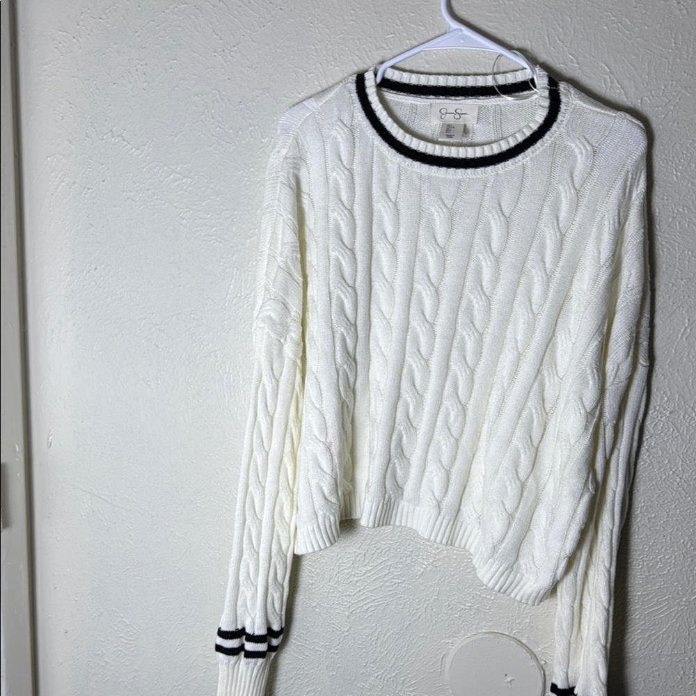 Jessica Simpson Ivory Sweater with Dark Stripes